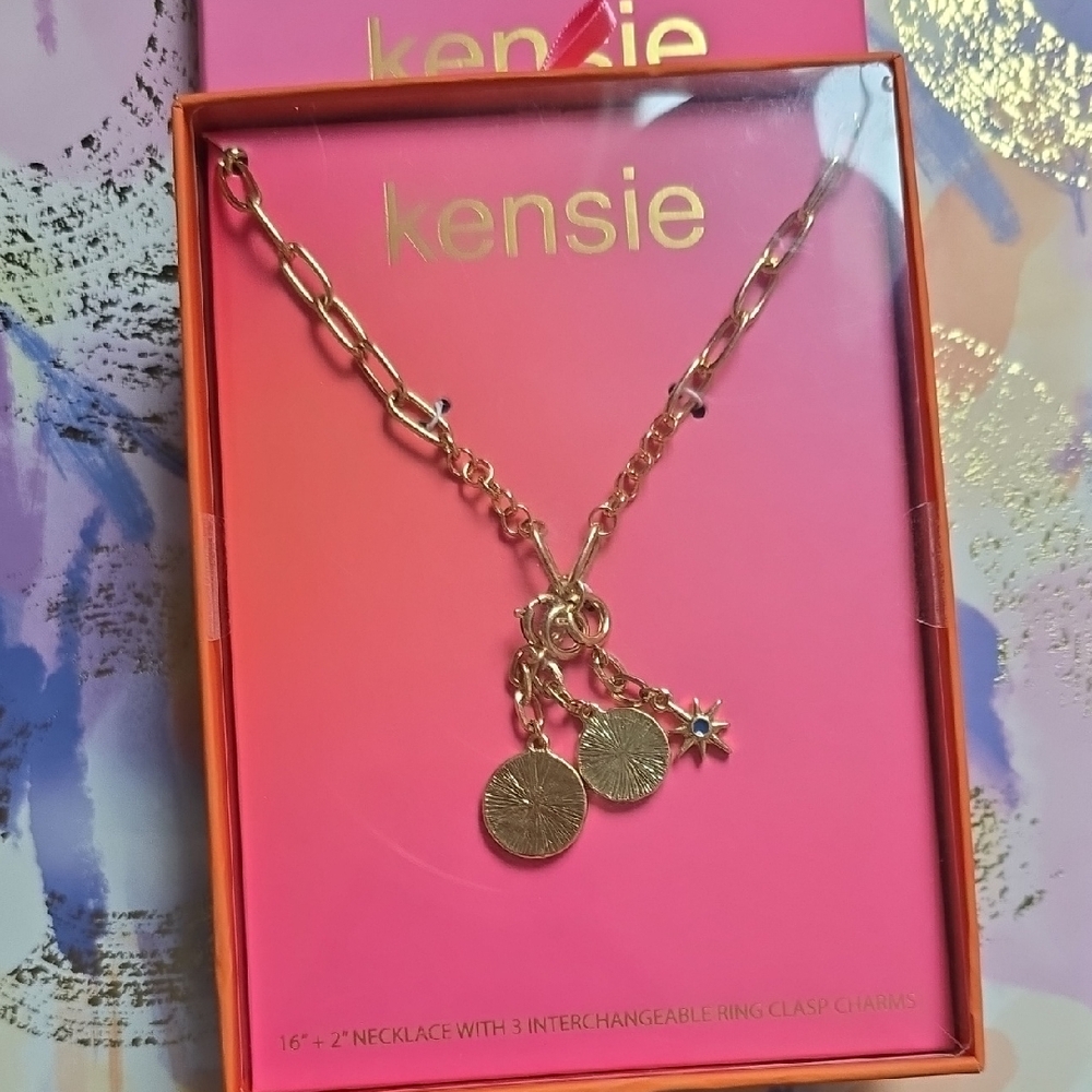 Kensie Gold Charm Necklace Link Design